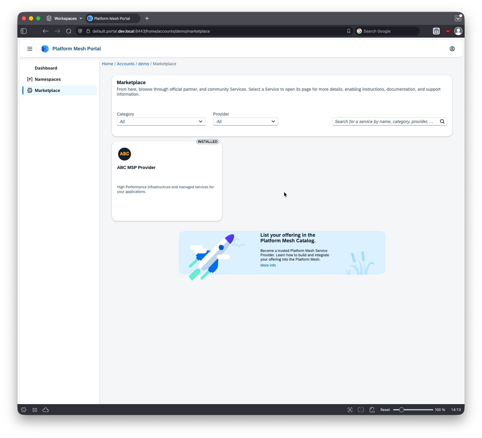 Platform Mesh Marketplace