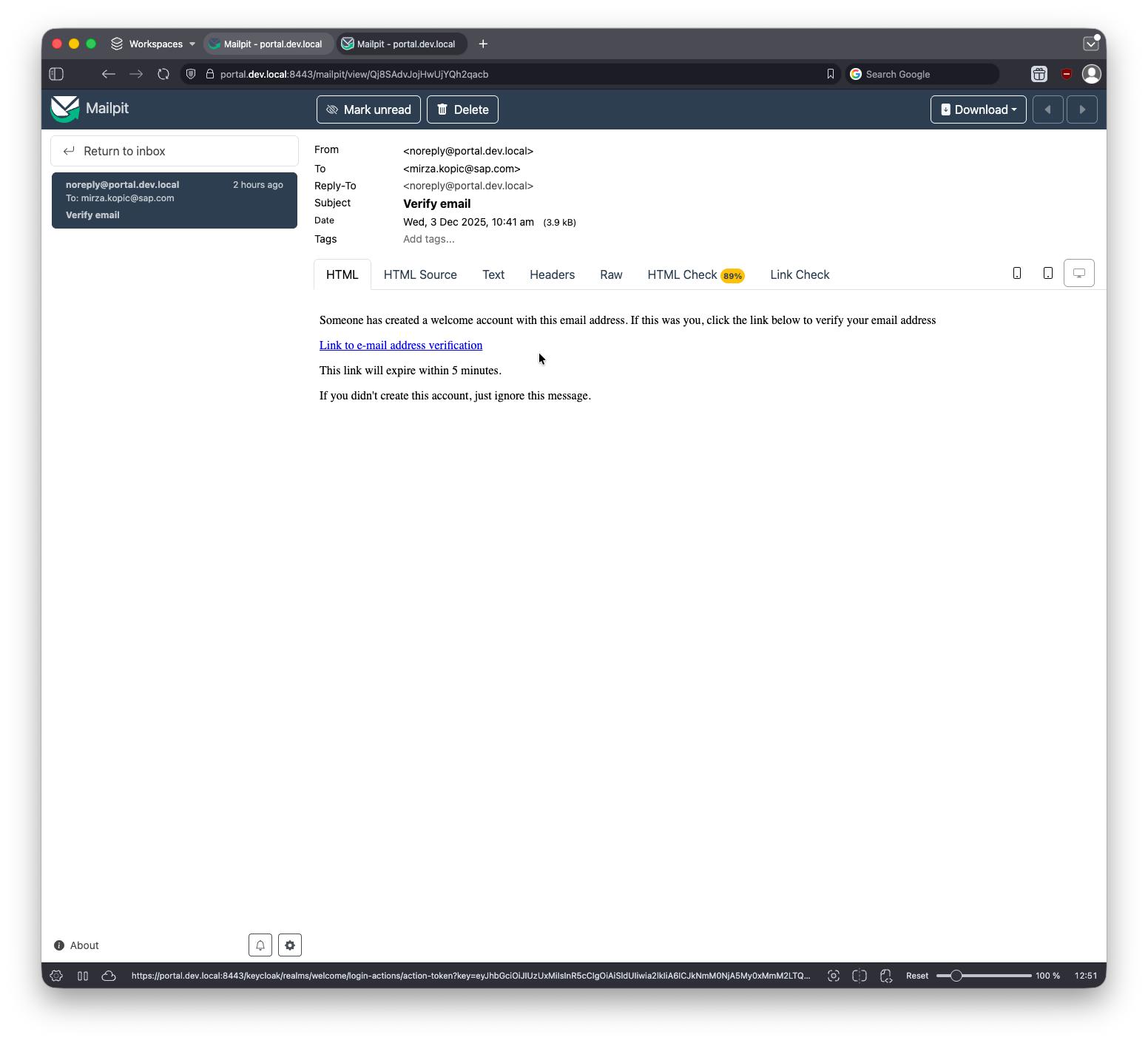 Platform Mesh Mail Verify