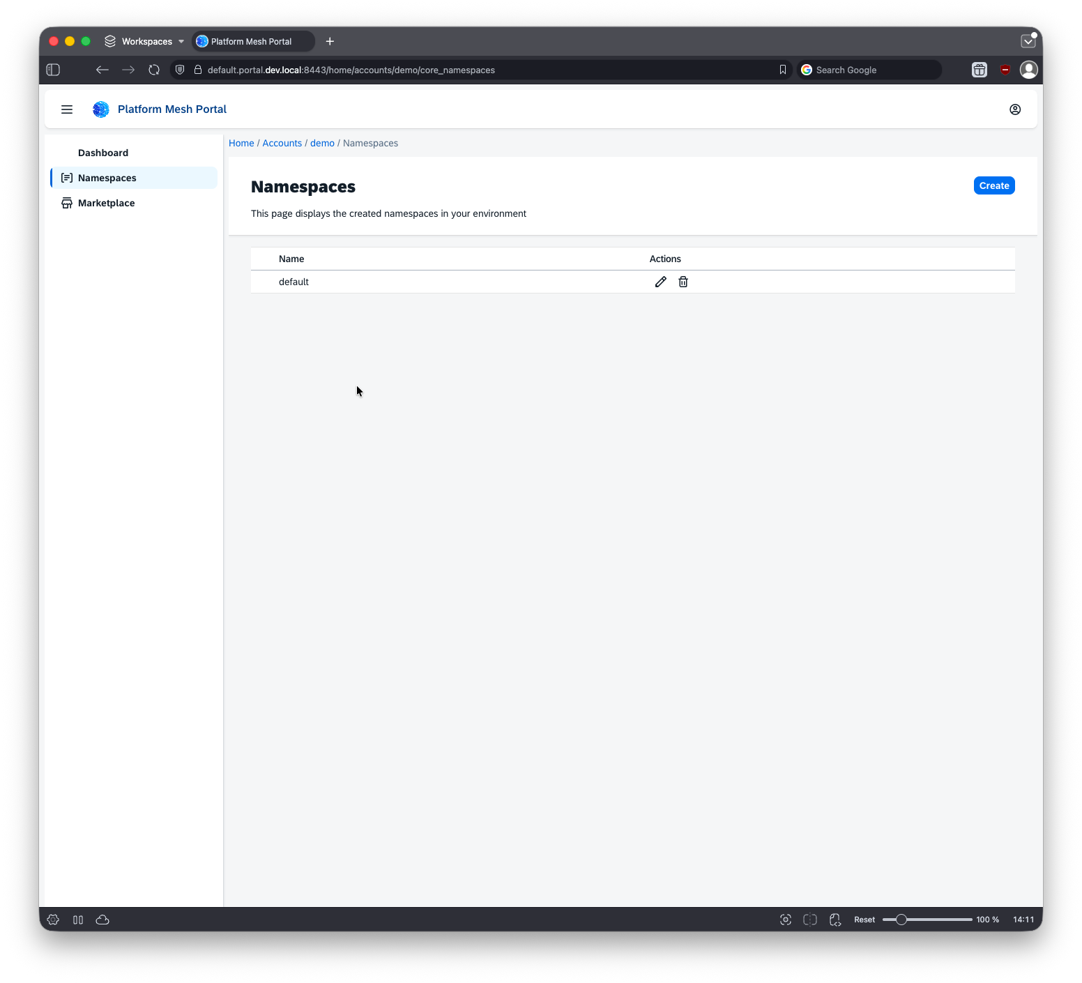 Platform Mesh Account Namespace