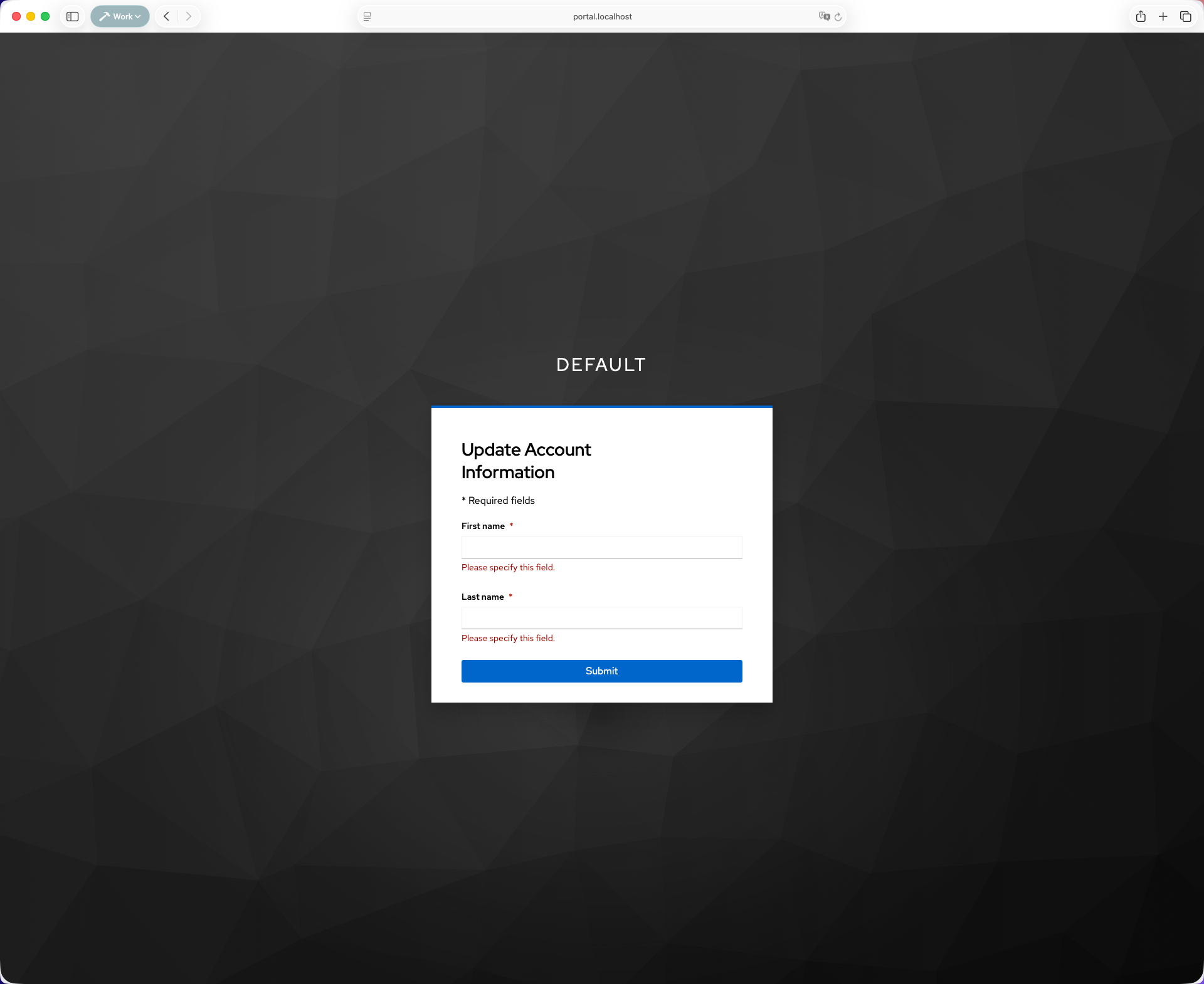Platform Mesh Organisation Update account information