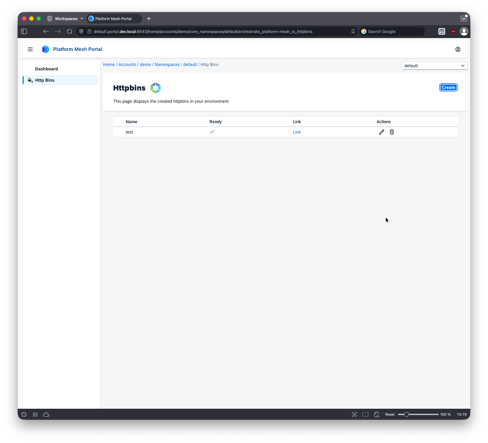 Platform Mesh Bin Ready