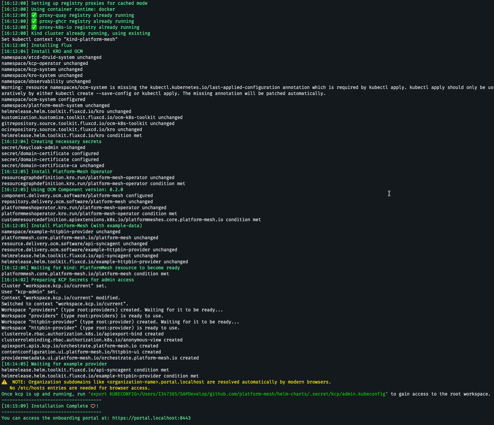 Task local-setup output