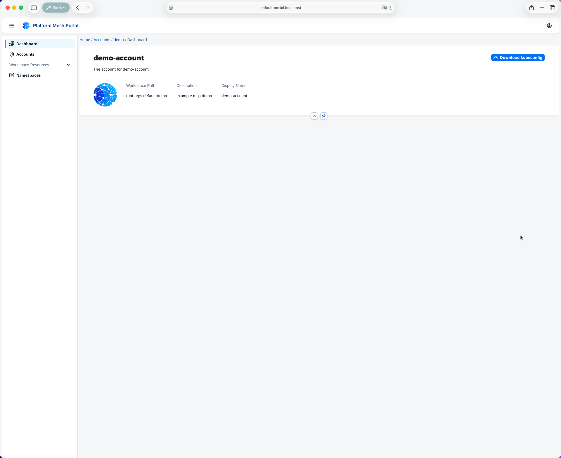 Platform Mesh Demo Kubeconfig