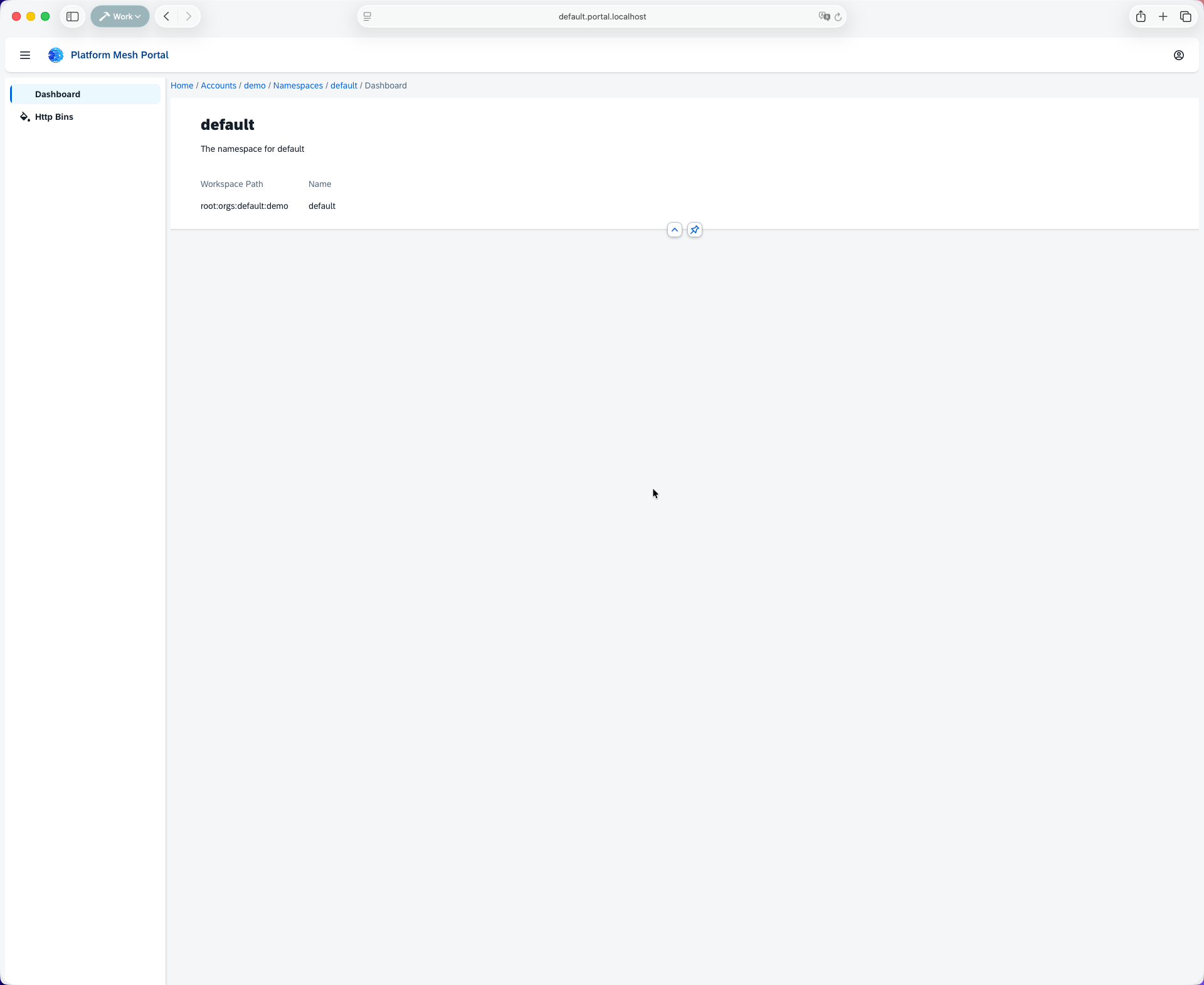 Platform Mesh Default Namespace