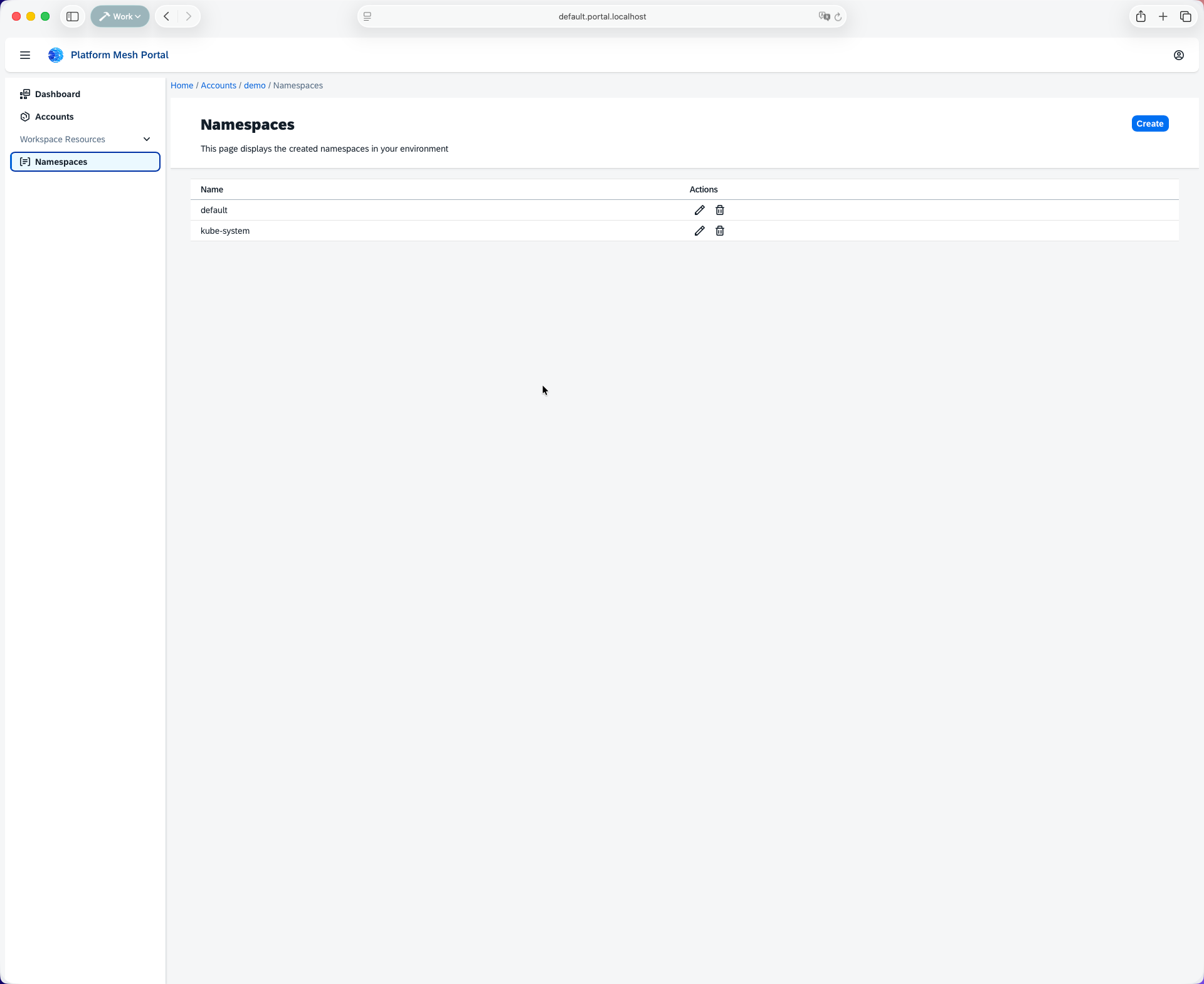 Platform Mesh Account Namespace